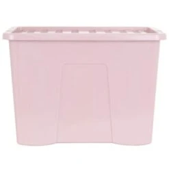 B&M Storage Box With Lid 80L - Dusty Pink -B and M Store 391383 dusty pink 80l storage box and lid