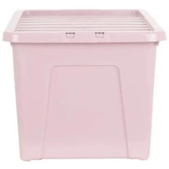 B&M Storage Box With Lid 60L - Dusty Pink -B and M Store 391389 dusty pink 60l storage box 2