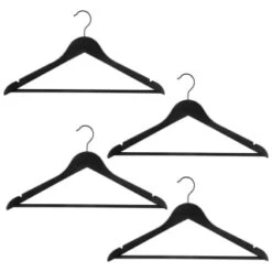 B&M Matt Black Wooden Hangers 4pk -B and M Store 392148 4pk matte black wooden hangers 2