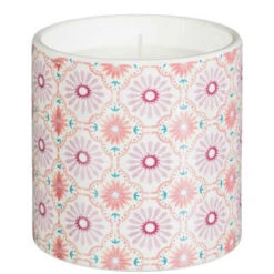B&M Ceramic Candle With Wooden Lid - White -B and M Store 392775 large printed ceramic candle with wooden lid white 3