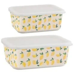 B&M Rectangular Tubs 2pk - Lemons 15 B&M Rectangular Tubs 2pk - Lemons -B and M Store 392929 2pk reuse and repurpose rectangle tubs lemon 3