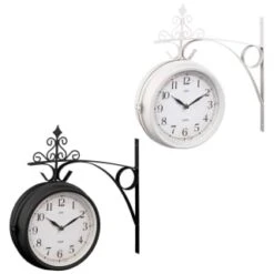 B&M Outdoor Dual Sided Station Clock - Cream -B and M Store 392937 outdoor dual sided station clock group