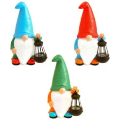 B&M Garden Gonk Ornament With Solar Lantern - Red -B and M Store 393259 garden gonk ornament with solar lantern group