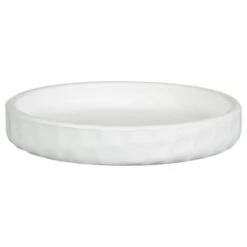 B&M White Ceramic Planter With Base Plate -B and M Store 393651 white ceramic planter with base plate
