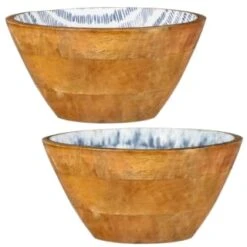 B&M Ocean Air Wooden Bowl - Stripes -B and M Store 394287 ocean wooden bowl main