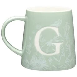 B&M Floral Alphabet Mug (Assorted) -B and M Store 394402 floral alphapet mug green g