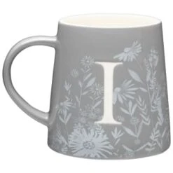 B&M Floral Alphabet Mug (Assorted) -B and M Store 394402 floral alphapet mug grey i