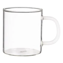 B&M Glass Mug With Coloured Handle