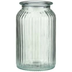 B&M Large Ribbed Glass Jar With Wooden Lid -B and M Store 394426 ribbed glass jar with wooden lid large 3