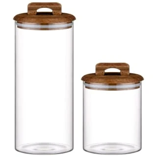 B&M Small Glass Jar With Acacia Wood Lid 6 B&M Small Glass Jar With Acacia Wood Lid - Image 4
