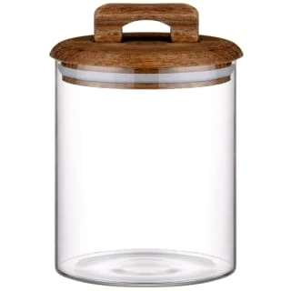 B&M Small Glass Jar With Acacia Wood Lid 3 B&M Small Glass Jar With Acacia Wood Lid