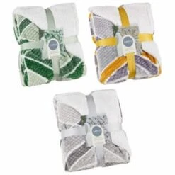 B&M Simply Geo Waffle Throw - Ochre -B and M Store 394916 394917 394920 simply geo waffle throw group 2