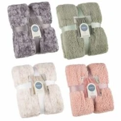 B&M Simply Two Tone Teddy Throw - Grey -B and M Store 394924 394926 394927 394928 simply plain teddy throw group 2