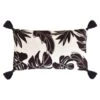 B&M Leaf Print Embroidered Lumbar Cushion With Tassels -B and M Store 396059 embroidered lumbar cushion with tassels leaf print