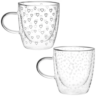 B&M Printed Double Wall Glass Mug - Spots 3 B&M Printed Double Wall Glass Mug - Spots - Image 2