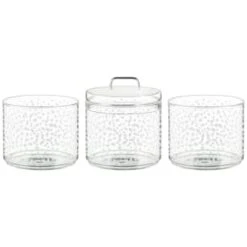 B&M Printed Glass Stackable Storage Jars 3pc - White 10 B&M Printed Glass Stackable Storage Jars 3pc - White -B and M Store 396484 3pk printed glass stackable storage jars white 2