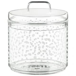 B&M Printed Glass Stackable Storage Jars 3pc - White 3 B&M Printed Glass Stackable Storage Jars 3pc - White - Image 2