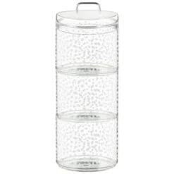 B&M Printed Glass Stackable Storage Jars 3pc - White 11 B&M Printed Glass Stackable Storage Jars 3pc - White -B and M Store 396484 3pk printed glass stackable storage jars white 4