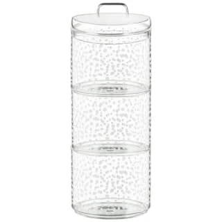 B&M Printed Glass Stackable Storage Jars 3pc - White 6 B&M Printed Glass Stackable Storage Jars 3pc - White - Image 5